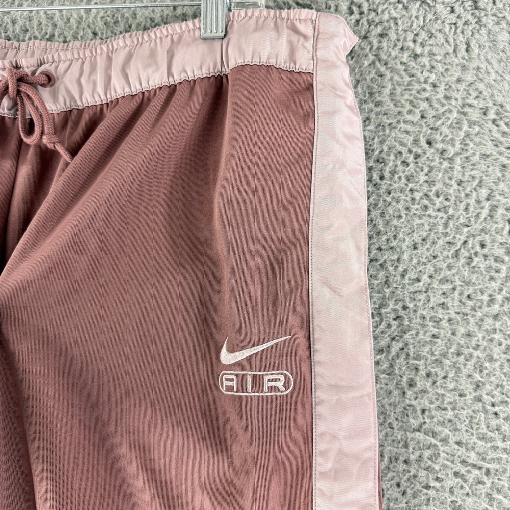Nike Air Track Pants Womens XL Mauve Satin Trim Wide Leg Breakaway Snap Pants - Picture 2 of 12